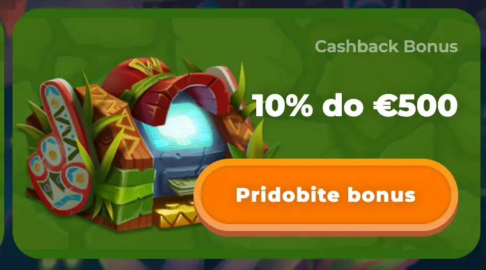 Pridobite 10 % Cashback Bonus do 500 € – Posebna promocija Cashback bonus do 10% v vrednosti do 500 € z barvito grafiko
